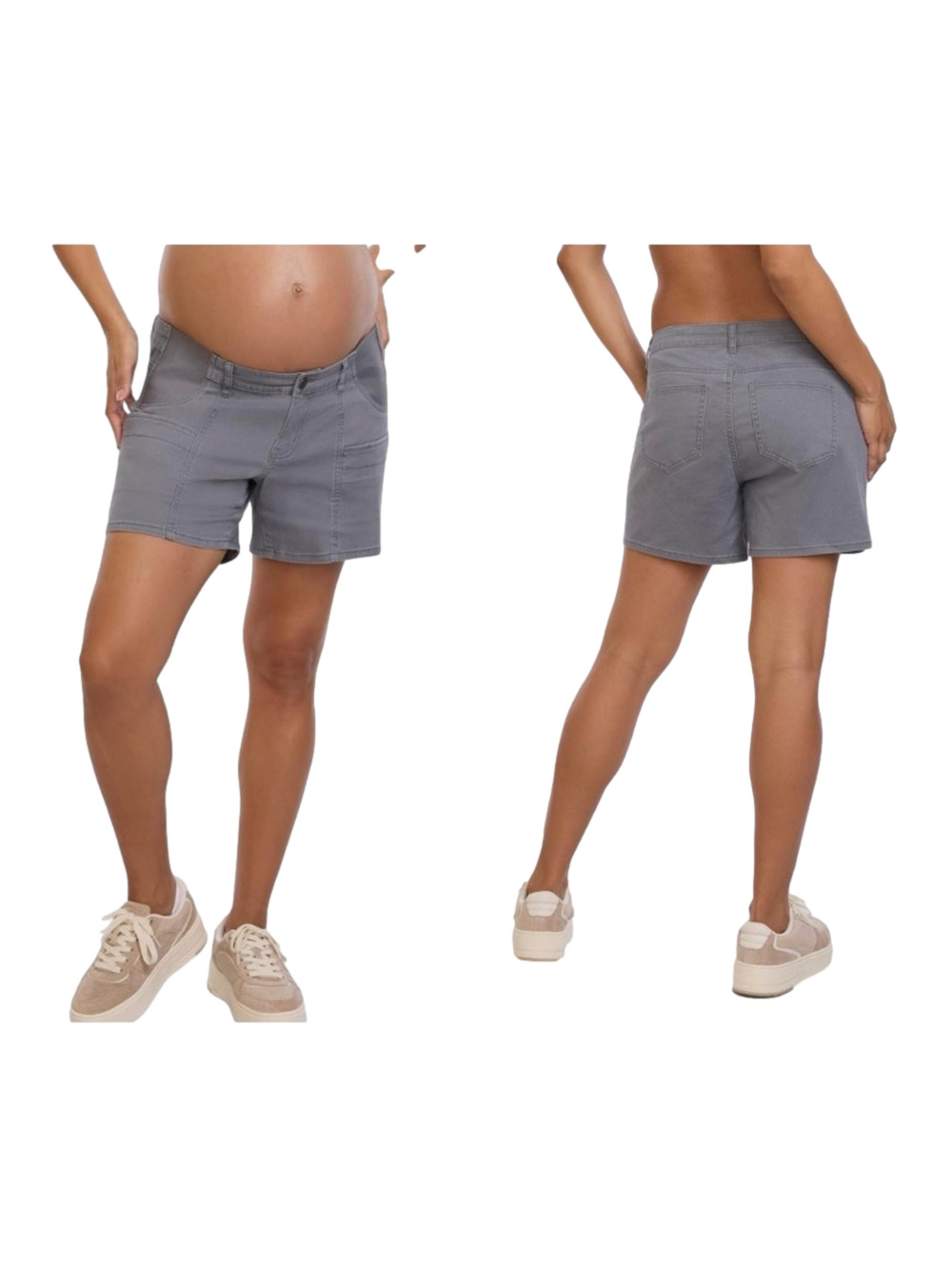 🍒Motherhood Maternity Everyday Pull-On Shorts-Gray under the belly utility M